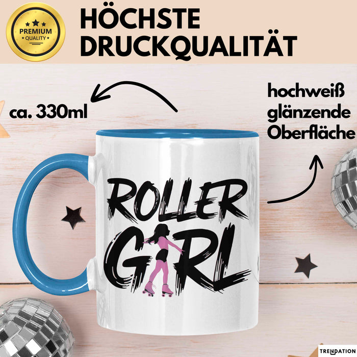 Rollschuh Skater Tasse Geschenk Rollergirl Skating Geschenkidee Lustig Blau Trendation