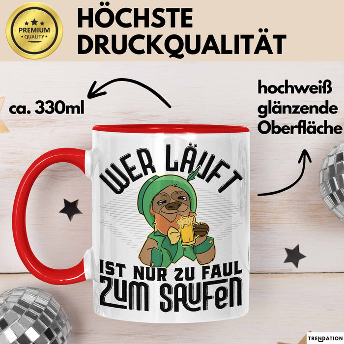 Wandern Tasse Geschenk für Wanderer Männer Geschenkidee Wer Läuft Ist Nur Zu Faul Zum Wandern Berge Wandern Rot Trendation