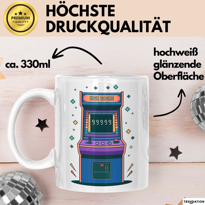 Arcade Enthusiast Tasse Geschenk Lustige Geschenkidee Spruch Für Highscore Jäger Weiß Trendation