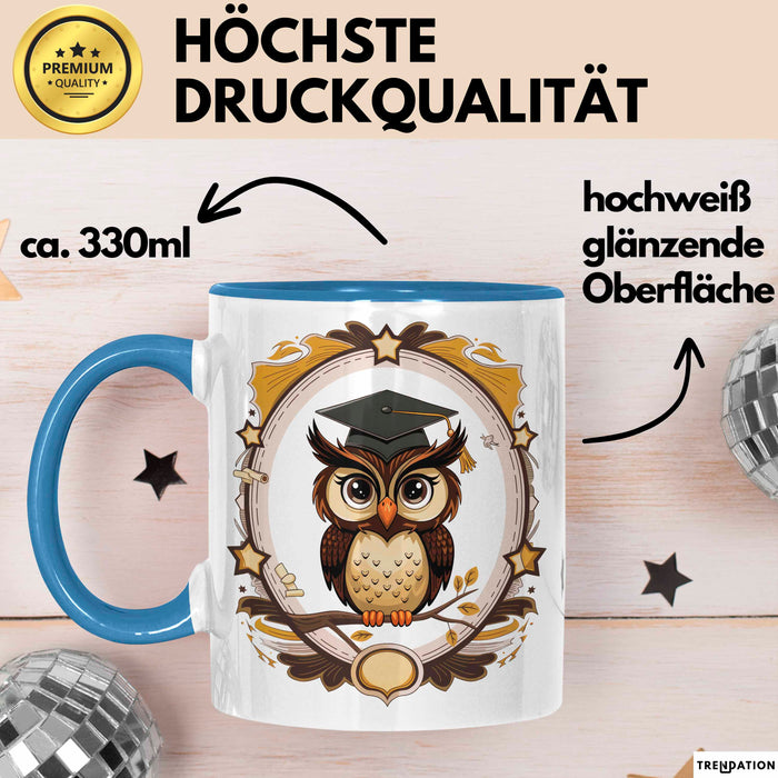 Eulenliebhaber Tasse Geschenkidee für Nachtwesen Fans Blau Trendation