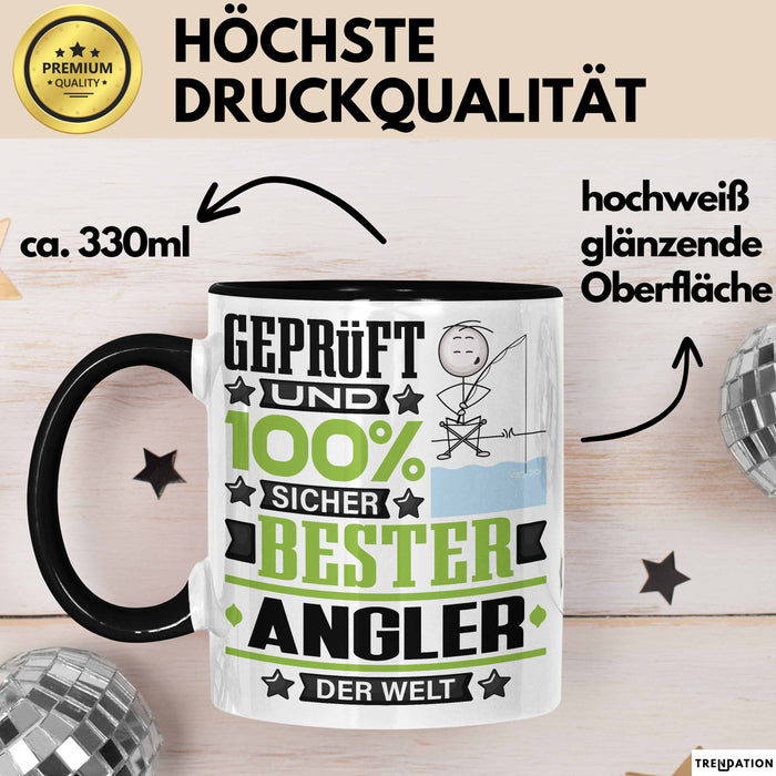 Angler Geschenk Lustiger Spruch für Angler Geschenkidee Bester Angler Der Welt Schwarz Trendation