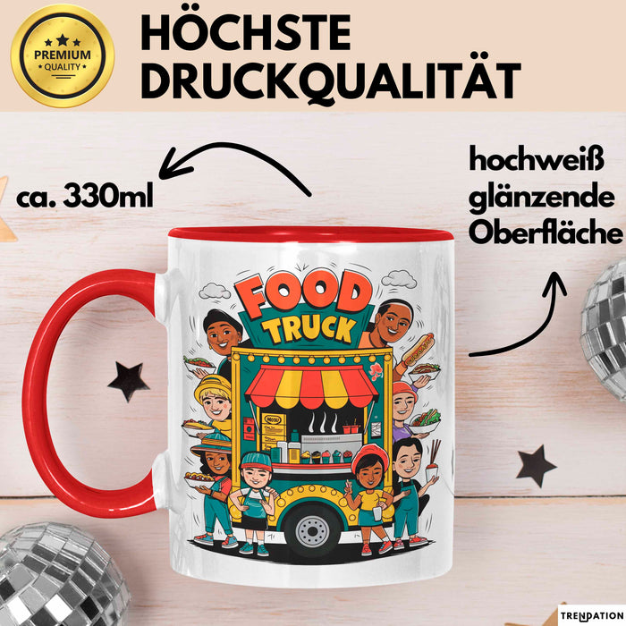 Strassen Food Liebhaber Tasse Geschenkidee für Foodtruck Fan Rot Trendation