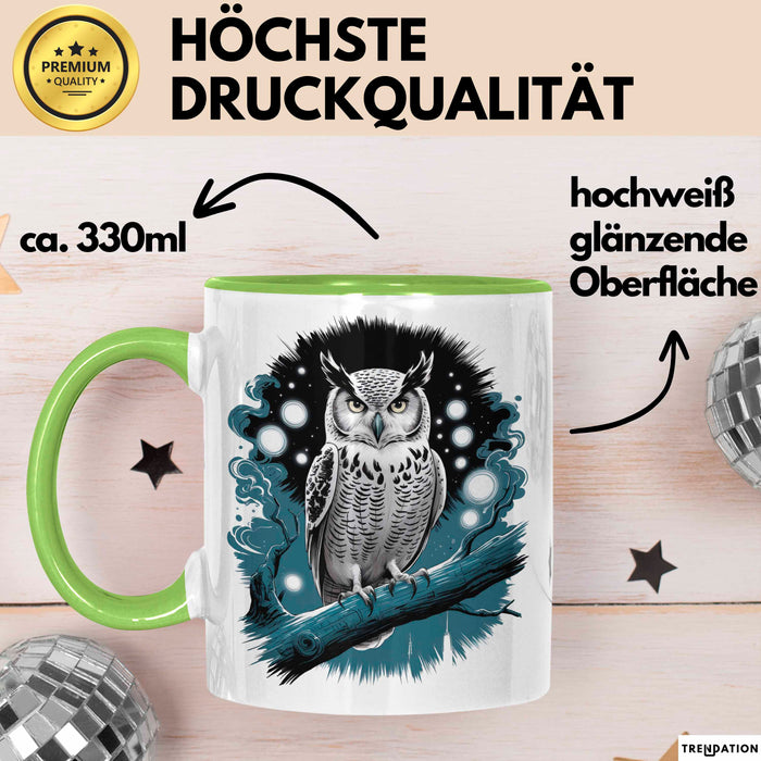 Eule Tierliebhaber Tasse Geschenk Lustige Geschenkidee Spruch Grün Trendation