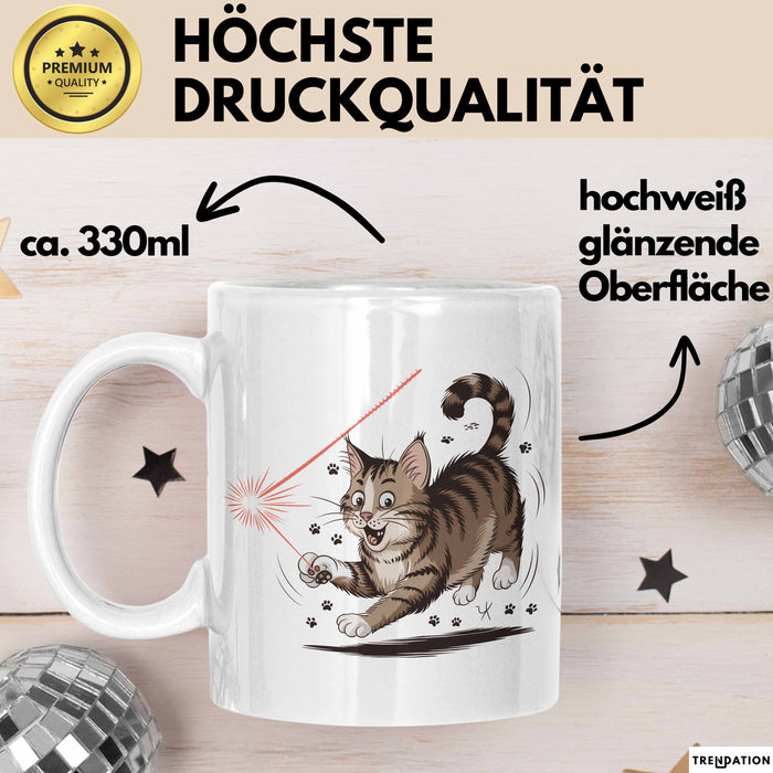Katzenliebhaber Tasse Geschenkidee für Katzenfreunde Weiß Trendation