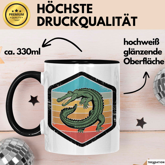 Krokodil Tier Tasse Geschenk Lustige Geschenkidee Spruch Schwarz Trendation