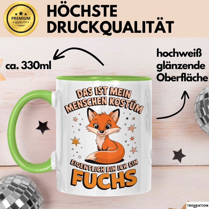 Fuchs Tierliebhaber Tasse Geschenk Lustige Geschenkidee Spruch Eigentlich Bin Ich Ein Fuchs Grün Trendation