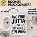 Jutta Tasse Geschenk Wo Eine Jutta Ist Ist Auch Ein Weg Geschenkidee Becher mit Name Weiß Trendation