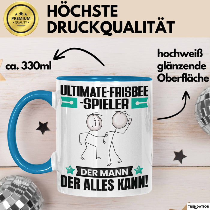 Ultimate-Frisbee-Spieler Tasse Geschenk für Ultimate-Frisbee-Spieler Der Mann Der Alles Kann Geschenkidee zum Geburtstag Blau Trendation