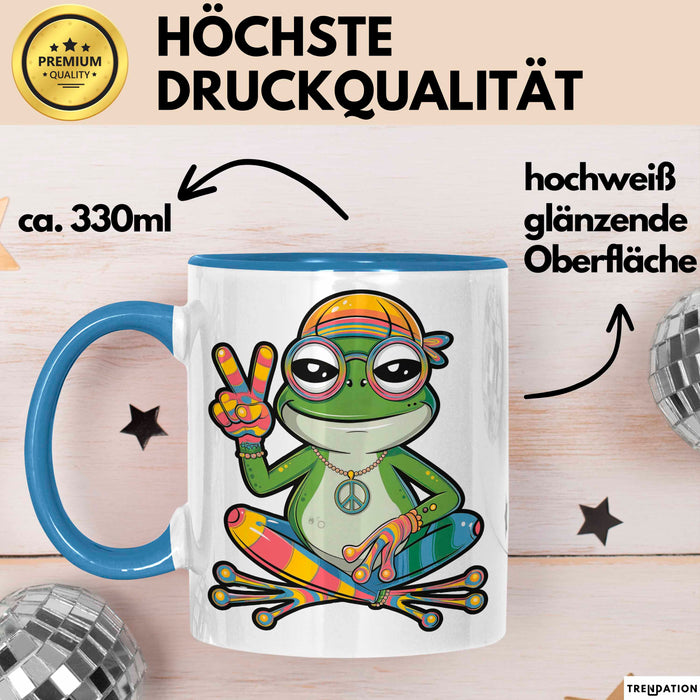 Hippie Frosch Tasse Geschenk Lustige Geschenkidee Spruch Blau Trendation