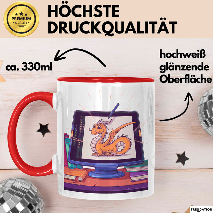 Digital Künstler Tasse Geschenk Lustige Geschenkidee Spruch Für Tablet Kreative Rot Trendation