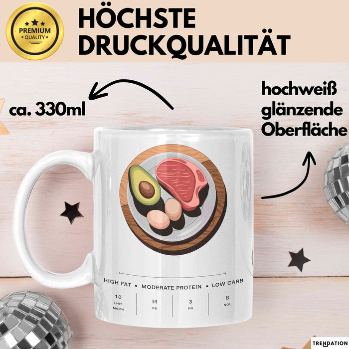 Keto Diät Fan Tasse Geschenk Lustige Geschenkidee Spruch Für Low Carb Liebhaber Weiß Trendation