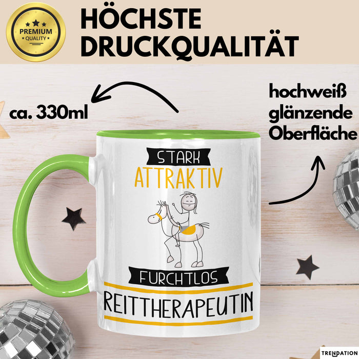 Reittherapeutin Tasse Geschenk Becher Stark Attraktiv Furchtlos Reittherapeutin Lustige Geschenkidee Grün Trendation