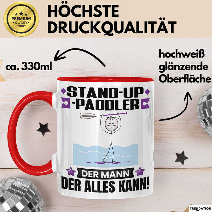 Stand-Up-Paddler Tasse Geschenk für Stand-Up-Paddler Der Mann Der Alles Kann Geschenkidee zum Geburtstag Rot Trendation