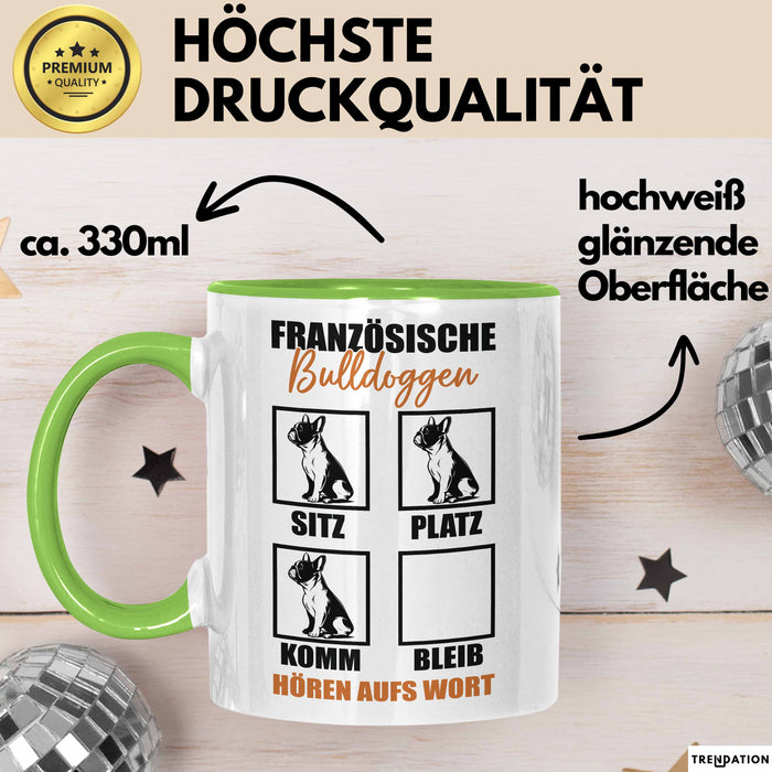Bulldoggen Hören Aufs Wort Tasse Geschenk Bulldoggen Besitzer Mama Becher Grün Trendation