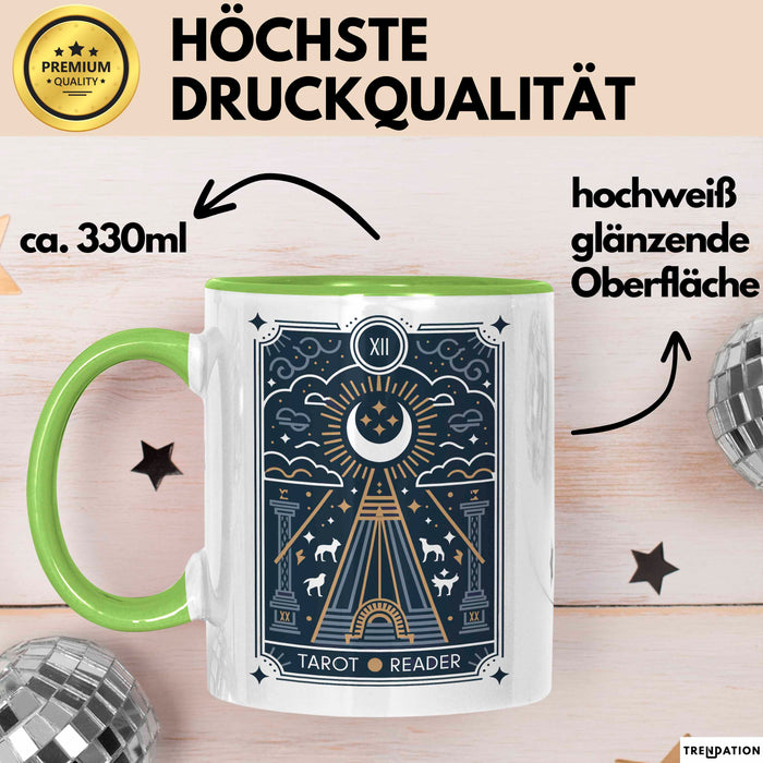 Tarotkartenleser Tasse Geschenkidee für mystische Sucher Grün Trendation