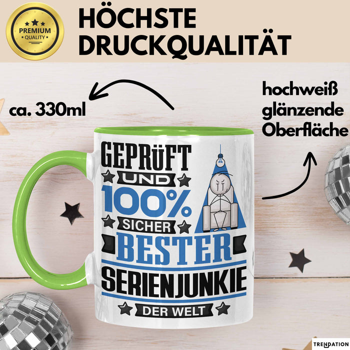 Serienjunkie Geschenk Lustiger Spruch für Serienjunkie Geschenkidee Bester Serienjunkie Der Welt Grün Trendation