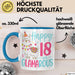 18er Geburtstag Tasse Geschenk Happy 18 And Glamarous Llama Alpaka Liebhaber Geschenkidee zum Geburtstag Blau Trendation