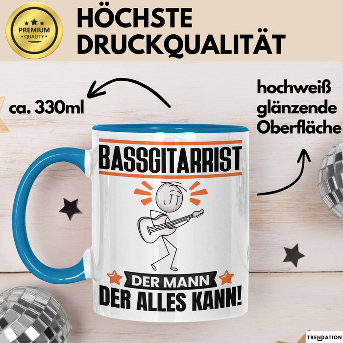 Bassgitarrist Tasse Geschenk für Bassgitarrist Der Mann Der Alles Kann Geschenkidee zum Geburtstag Blau Trendation