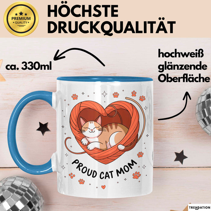 Katzen Mama Tasse Geschenk Lustige Geschenkidee Spruch Für Katzen Eltern Blau Trendation