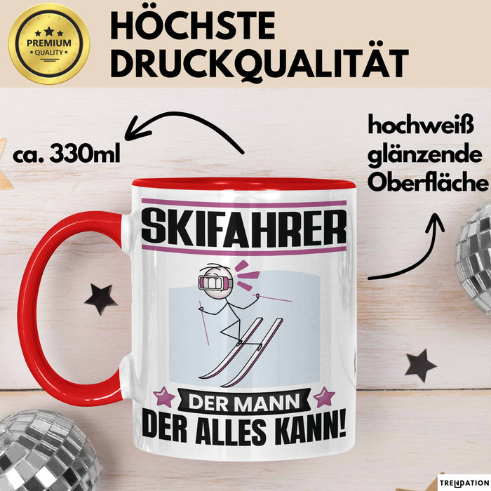 Skifahrer Tasse Geschenk für Skifahrer Der Mann Der Alles Kann Geschenkidee zum Geburtstag Rot Trendation