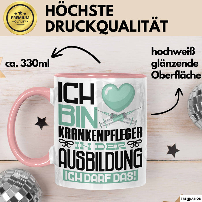 Krankenpfleger Ausbildung Tasse Geschenk Ich Bin Krankenpfleger In Der Ausbildung Ich Darf Das Geschenkidee Spruch Rosa Trendation