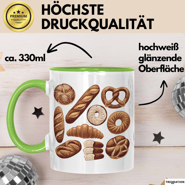 Arten Von Brot Tasse Geschenk Brotarten Baguette Croissant Bagel Kaffee-Becher Grün Trendation