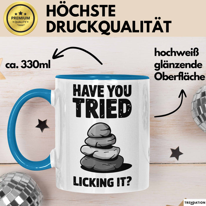 Geologie Liebhaber Geologe Tasse Geschenk Lustige Geschenkidee Spruch Hast Du Versucht Es Zu Lecken Blau Trendation