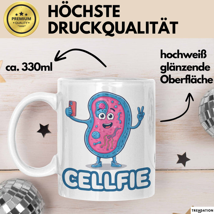 Biologe Tasse Geschenk Cellfie Wissenschaft Geschenkidee Weiß Trendation