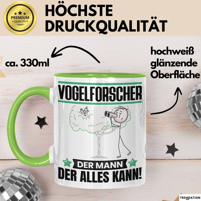 Vogelforscher Tasse Geschenk für Vogelforscher Der Mann Der Alles Kann Geschenkidee zum Geburtstag Grün Trendation