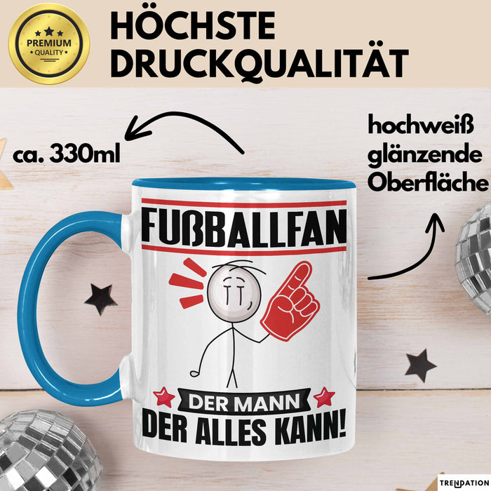 Fußballfan Tasse Geschenk für Fußballfan Der Mann Der Alles Kann Geschenkidee zum Geburtstag Blau Trendation
