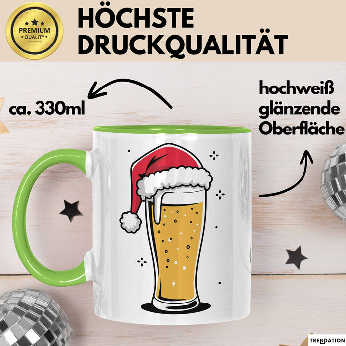 Bier Weihnachtsfeier Tasse Geschenk Lustige Geschenkidee Spruch Grün Trendation
