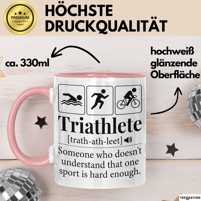 Triathlon Geschenk Tasse Iron Becher Mann Trathlet Geschenkidee Lustiger Spruch Rosa Trendation