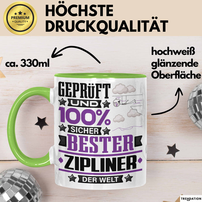 Zipliner Geschenk Lustiger Spruch für Zipliner Geschenkidee Bester Zipliner Der Welt Grün Trendation