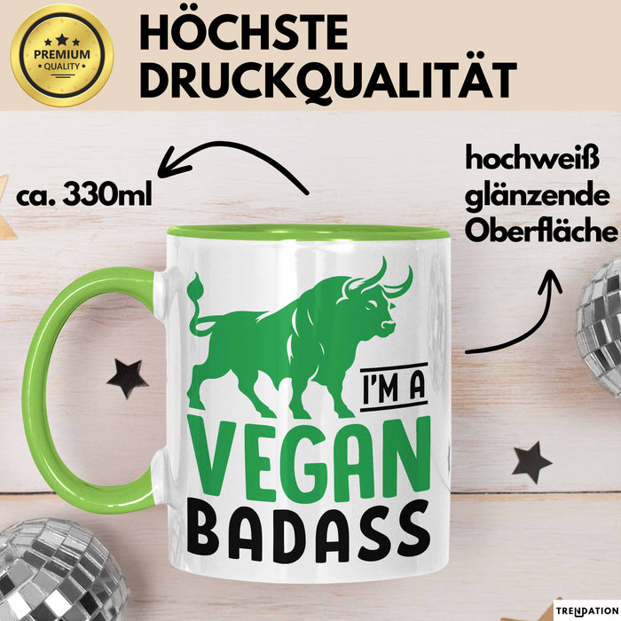 Veganer Tasse Geschenk Gym Vegan Gesund Stier Geschenkidee Grün Trendation