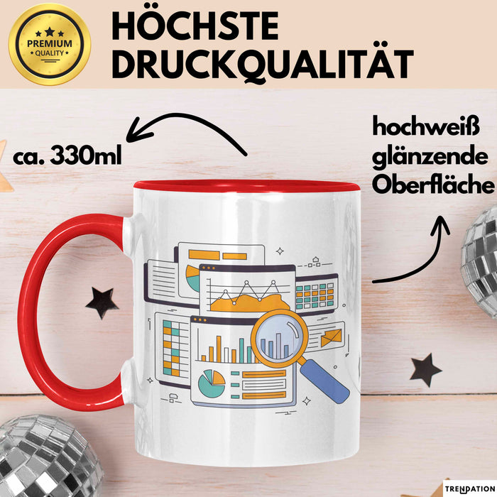 Daten Analyst Tasse Geschenk Lustige Geschenkidee Spruch Für Erkenntnis Sucher Rot Trendation