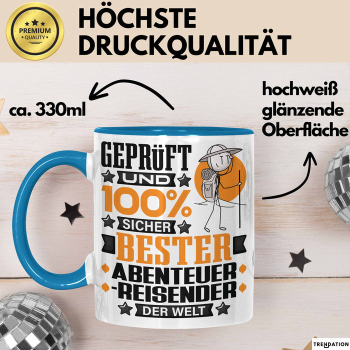 Abenteurreisender Geschenk Lustiger Spruch für Abenteurreisender Geschenkidee Bester Abenteurreisender Der Welt Blau Trendation
