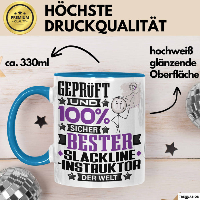 Slackline-Instruktor Geschenk Lustiger Spruch für Slackline-Instruktor Geschenkidee Bester Slackline-Instruktor Der Welt Blau Trendation