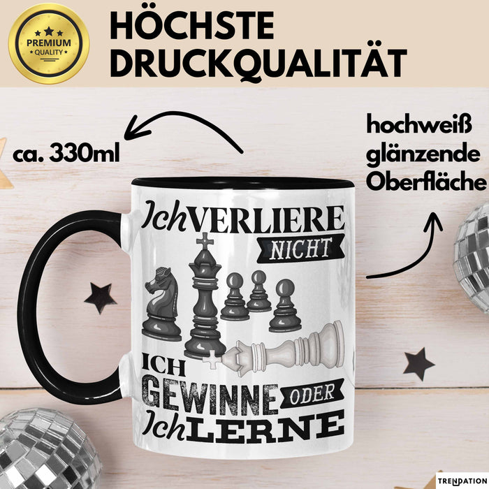 Schach Tasse Geschenk Ich Verliere Nicht Gewinnen Lernen Spruch Geschenkidee Schwarz Trendation