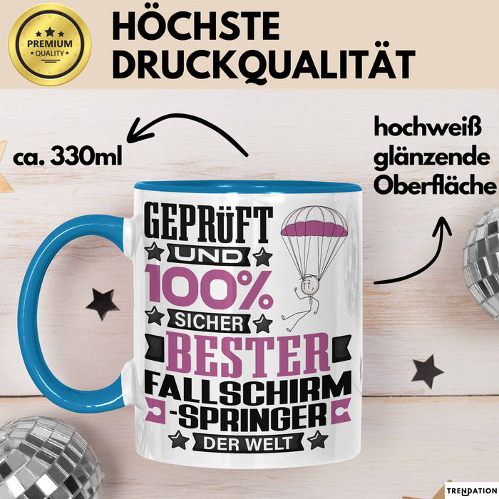 Fallschirmspringer Geschenk Lustiger Spruch für Fallschirmspringer Geschenkidee Bester Fallschirmspringer Der Welt Blau Trendation