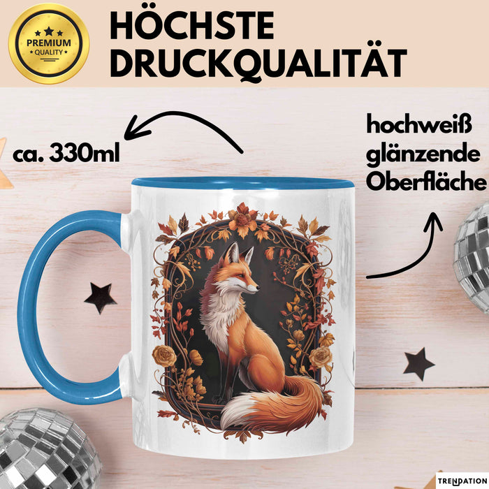 Fuchs Tierliebhaber Tasse Geschenk Lustige Geschenkidee Spruch Blau Trendation
