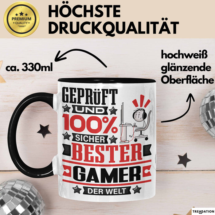 Gamer Geschenk Lustiger Spruch für Gamer Geschenkidee Bester Gamer Der Welt Schwarz Trendation