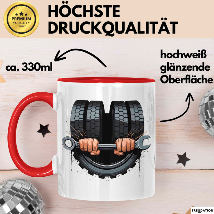 LKW Mechaniker Tasse Geschenk Lustige Geschenkidee Spruch Für Nutzfahrzeug Profis Rot Trendation
