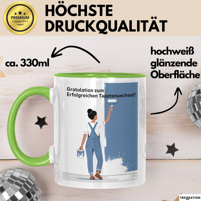 Schüler Abschluss Tasse Geschenk Lustige Geschenkidee Spruch Gratulation Zum Erfolgreichen Tapetenwechsel Grün Trendation