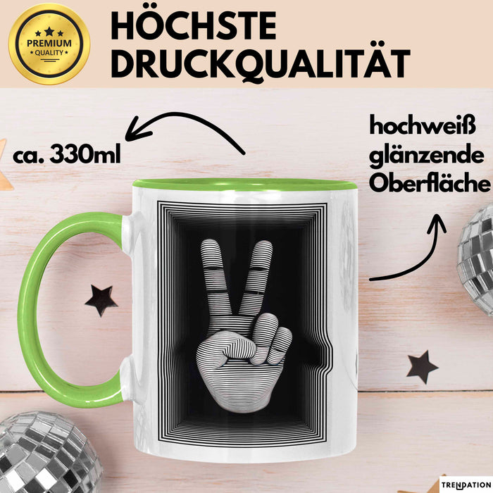 Friedenszeichen Tasse Geschenk Lustige Geschenkidee Spruch Grün Trendation