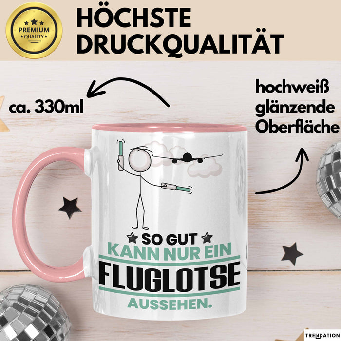 Fluglotse Geschenk Tasse So Gut Kann Nur Ein Fluglotse Aussehen Geschenkidee Kaffee-Becher Rosa Trendation