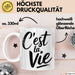 Frankreich Paris Französisch Tasse Geschenk Lustige Geschenkidee Spruch C'est La Vie Weiß Trendation