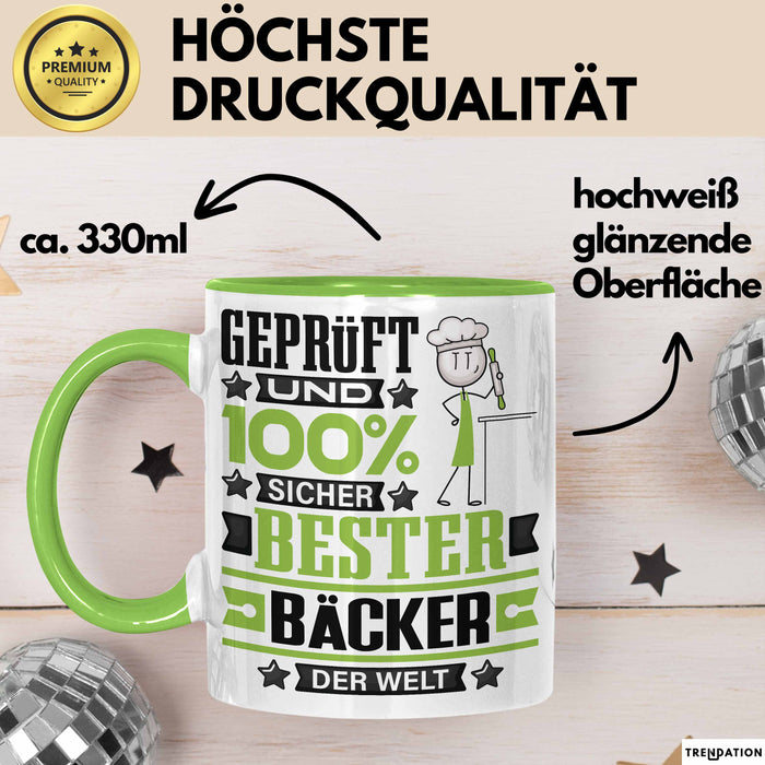 Bäcker Geschenk Lustiger Spruch für Bäcker Geschenkidee Bester Bäcker Der Welt Grün Trendation