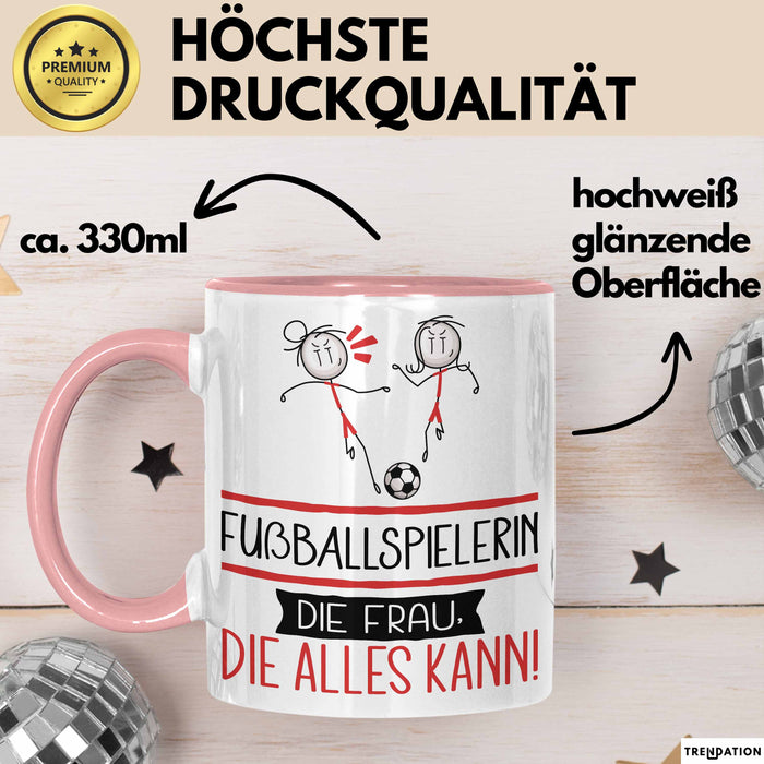Fußballspielerin Geschenk Tasse Becher Die Frau Die Allen Kann Geschenkidee für eine Fußballspielerin Lustig Rosa Trendation