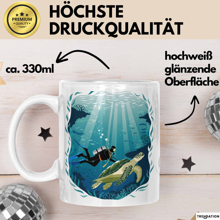 Taucher Tasse Geschenkidee für Tauch Enthusiasten Weiß Trendation
