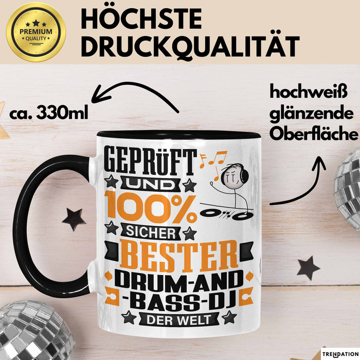 Drum-and-Bass-DJ Geschenk Lustiger Spruch für Drum-and-Bass-DJ Geschenkidee Bester Drum-and-Bass-DJ Der Welt Schwarz Trendation